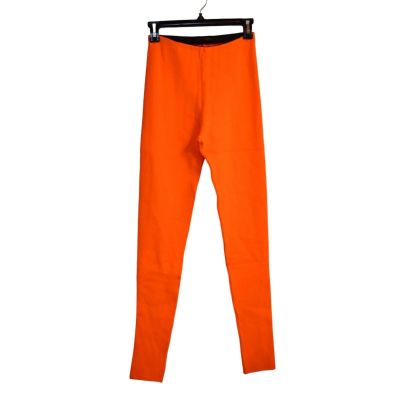 RVN S Thick Knit Leggings Solid Bright Orange Halloween Fall Pants Tight